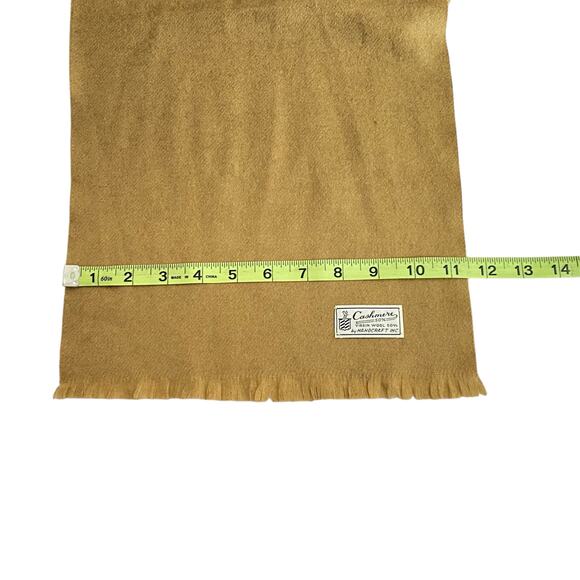 Vintage Handcraft Inc Short Scarf Beige Cashmere Virgin Wool Fringe Neck Warmer - Picture 7 of 8